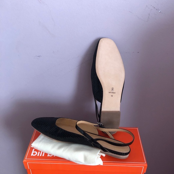 New Mary Jane Slingback Flats Bill Blass Women flat shoe 10 Black all leather - Picture 3 of 5